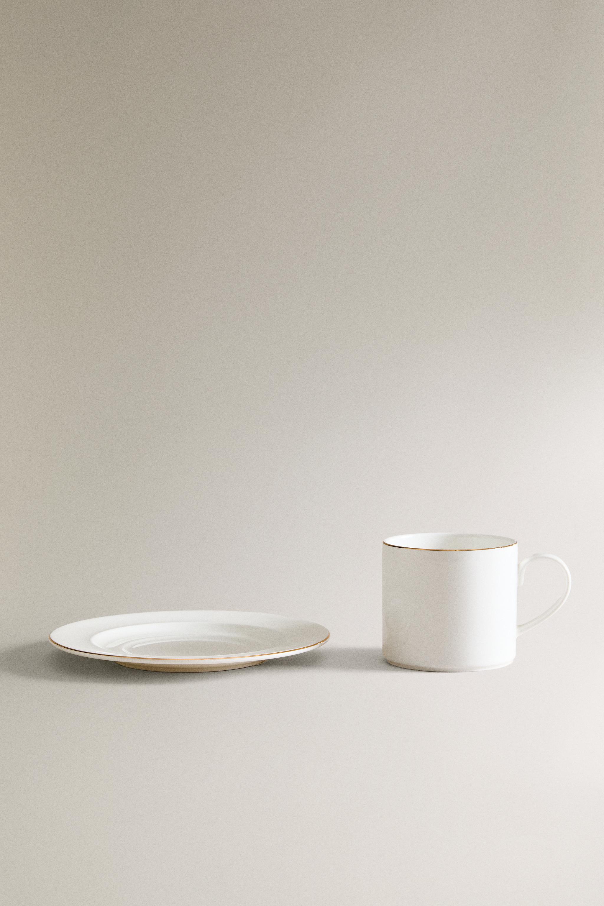 TASSE À THÉ AVEC SOUCOUPE PORCELAINE BONE CHINA BORD